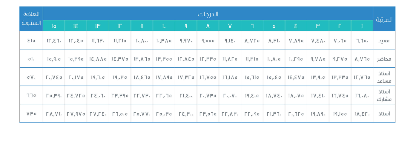 رواتب أعضاء هيئة التدريس في السعودية 1447